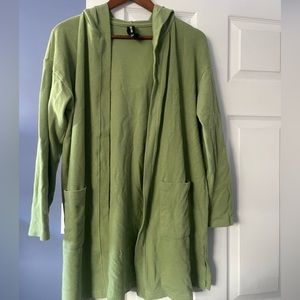Moss green Agnes & Dora hooded cardigan